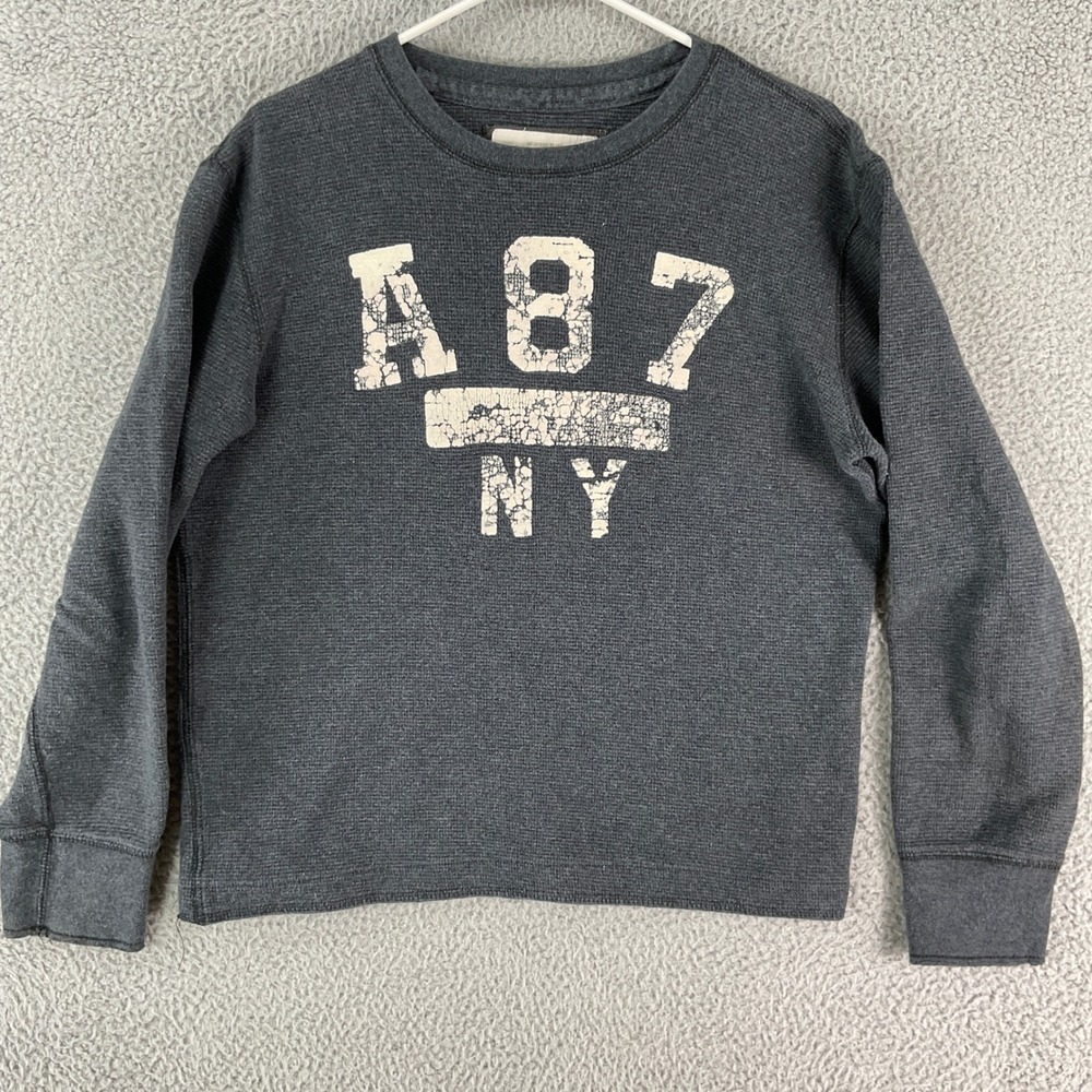 Aeropostale Waffle Knit Top Womens L Gray A87 NY Thermal Long Sleeve Vintage Y2K